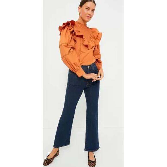 TUCKERNUCK Hyacinth House Persimmon Ruffle Parker Blouse Top Size XXS - Picture 1 of 9